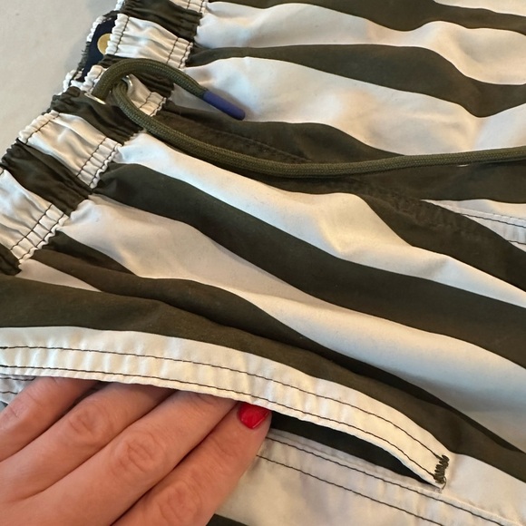 Sunny Patoche Striped Green and White Swim Trunks Retail $148 - Picture 5 of 7
